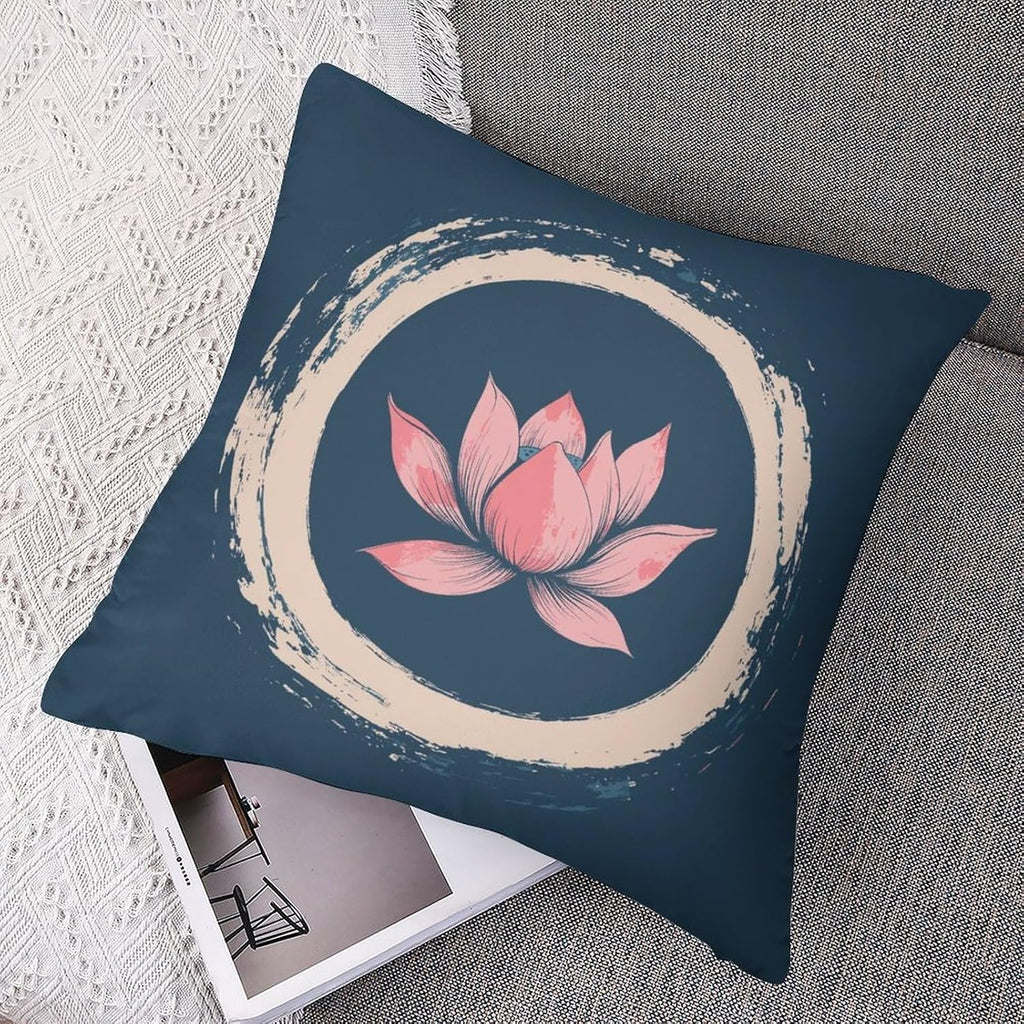 Oriental Block‐Print Sakura Cat Art Throw Pillow Covers, Double‐Sided Printed Square Cushion Cases - Set of 2