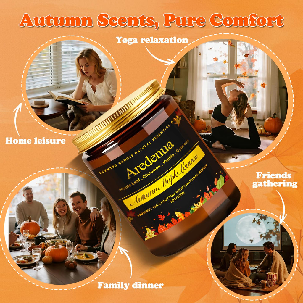 Fall Candles, Autumn Leaves Scent, Cozy Autumn Season Gifts for Fall