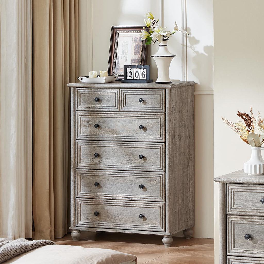 Farmhouse Dressers & Night Stand Set of 4, Wood 54" Wide Dresser & 43.5"Tall Chest of Drawers, 18" with Charging