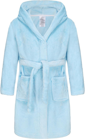Boys Fleece Bathrobe Hooded Toddler Soft Fuzzy Robe for Kids