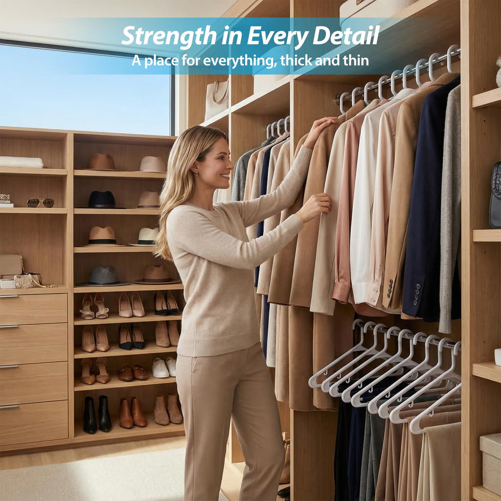 Heavy Duty Plastic Hangers 20 Pack, Extra Thick Reinforced Clothes Hangers with 20lb Capacity, Durable Non Slip Coat