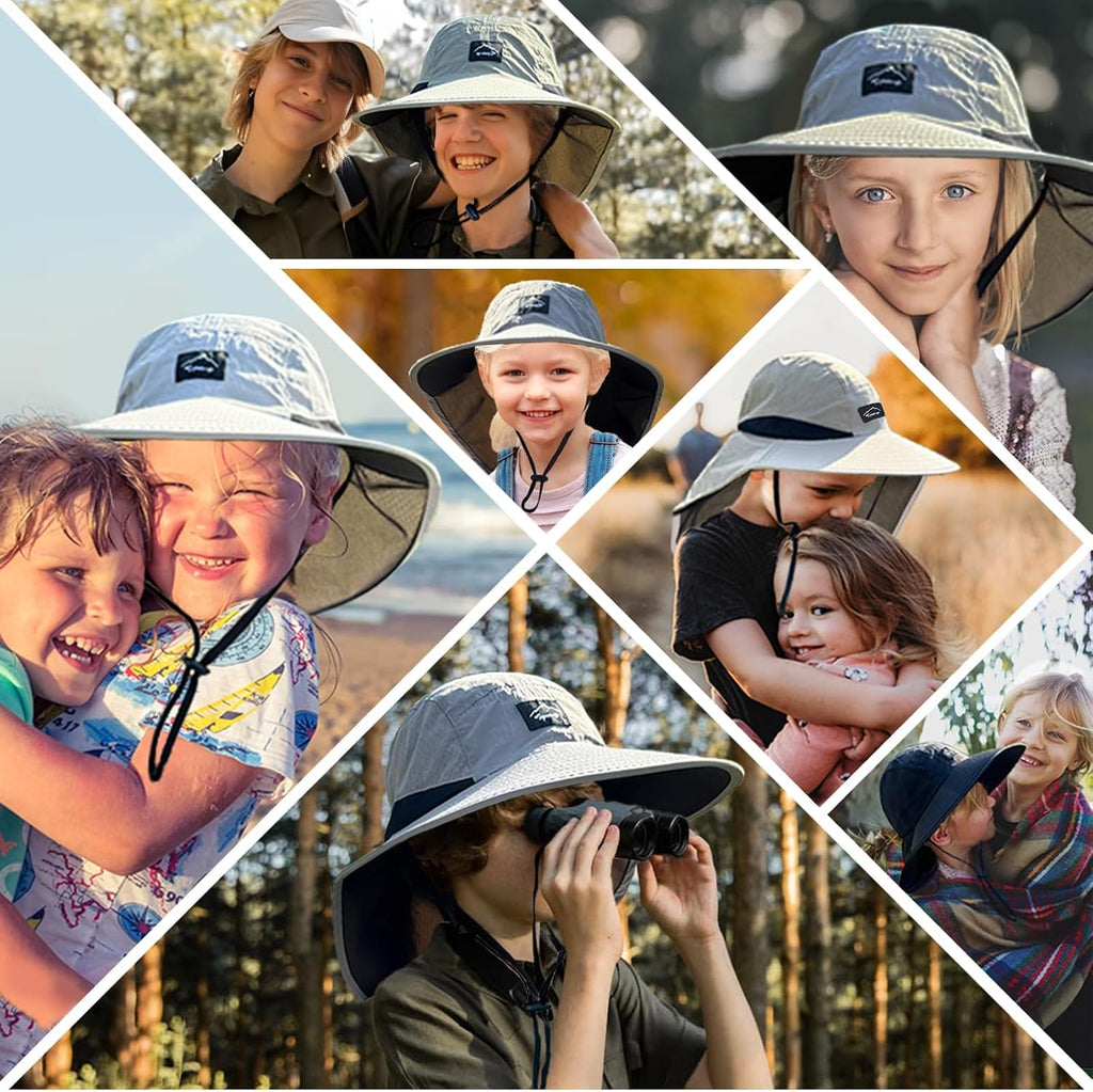 Kids Sun Hat with Neck Flap Beach Fishing Bucket for Boys Girls