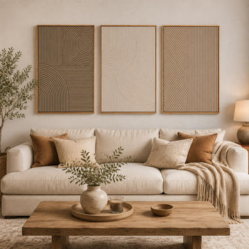 24x36in Large Minimalist Abstract Framed Wall Art Modern Boho Neutral Line Wall Decor Geometric Artwork Bedroom