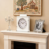 MODE HOME Vintage Mantel Clock, Large Rustic Distressed Metal Table Clock with Handle