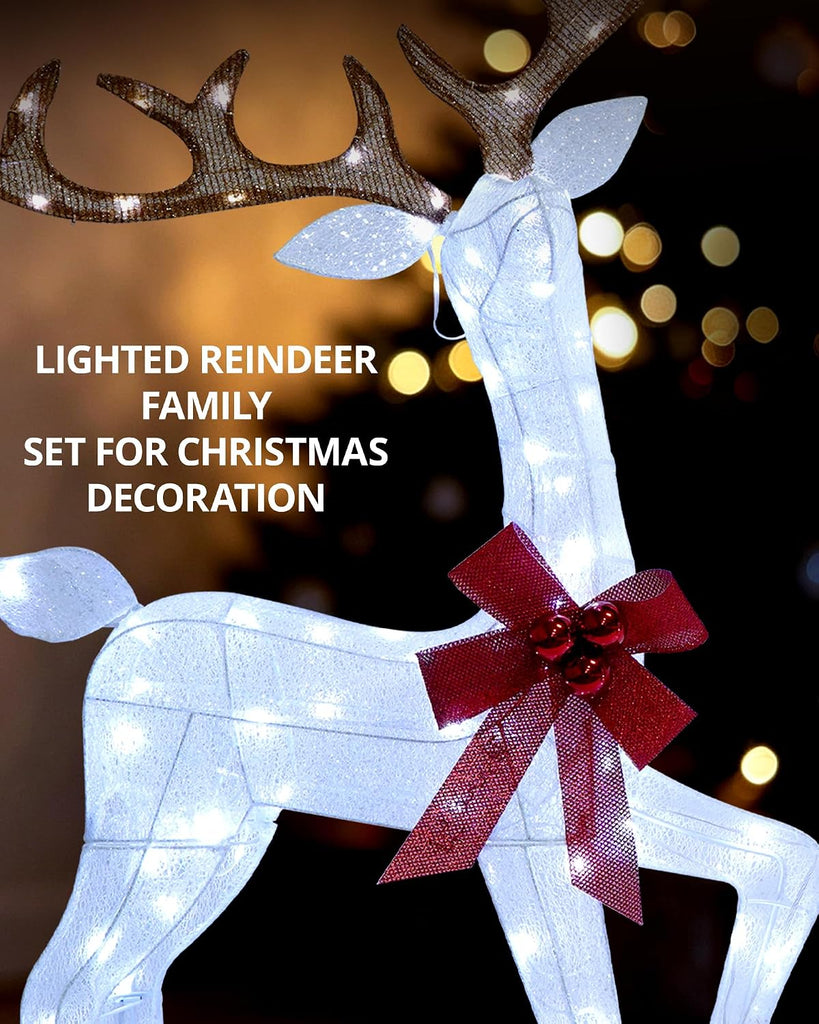 4.3FT 3 Piece Large 3D Lighted Outdoor Christmas Deer Family Set