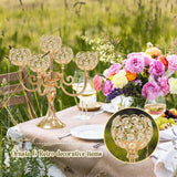 5 Arm Metal Crystal Candelabra Centerpiece - 13.4 Inch Elegant Candle Holder with Crystal Beadsable Decoration (4, Gold)