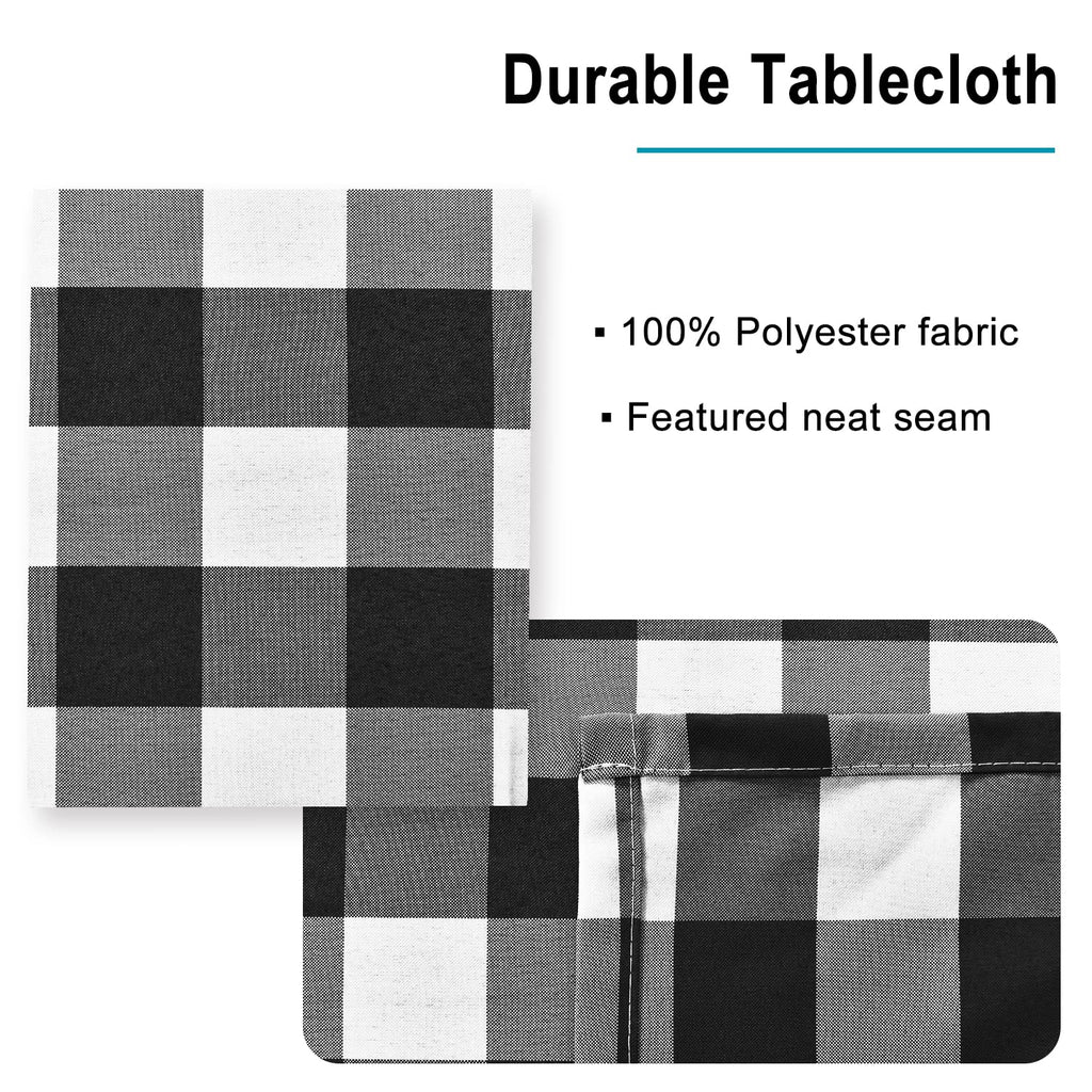 60 x 120 Inch Checkered Tablecloth Rectangle, Black and White