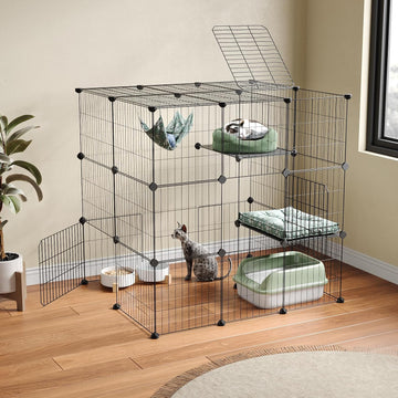 3-Tier Cat Cages Indoor Enclosure DIY Cat Playpen Catio Detachable Metal Wire Kennels Cats Crate Large Extra Exercise