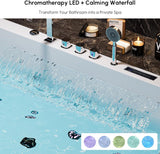 70.8" Whirlpool Bathtub with Thermostat Control, 2-Person Jetted Bathtub 3-Sided Apron Acrylic Soaking Tub, Lumbar