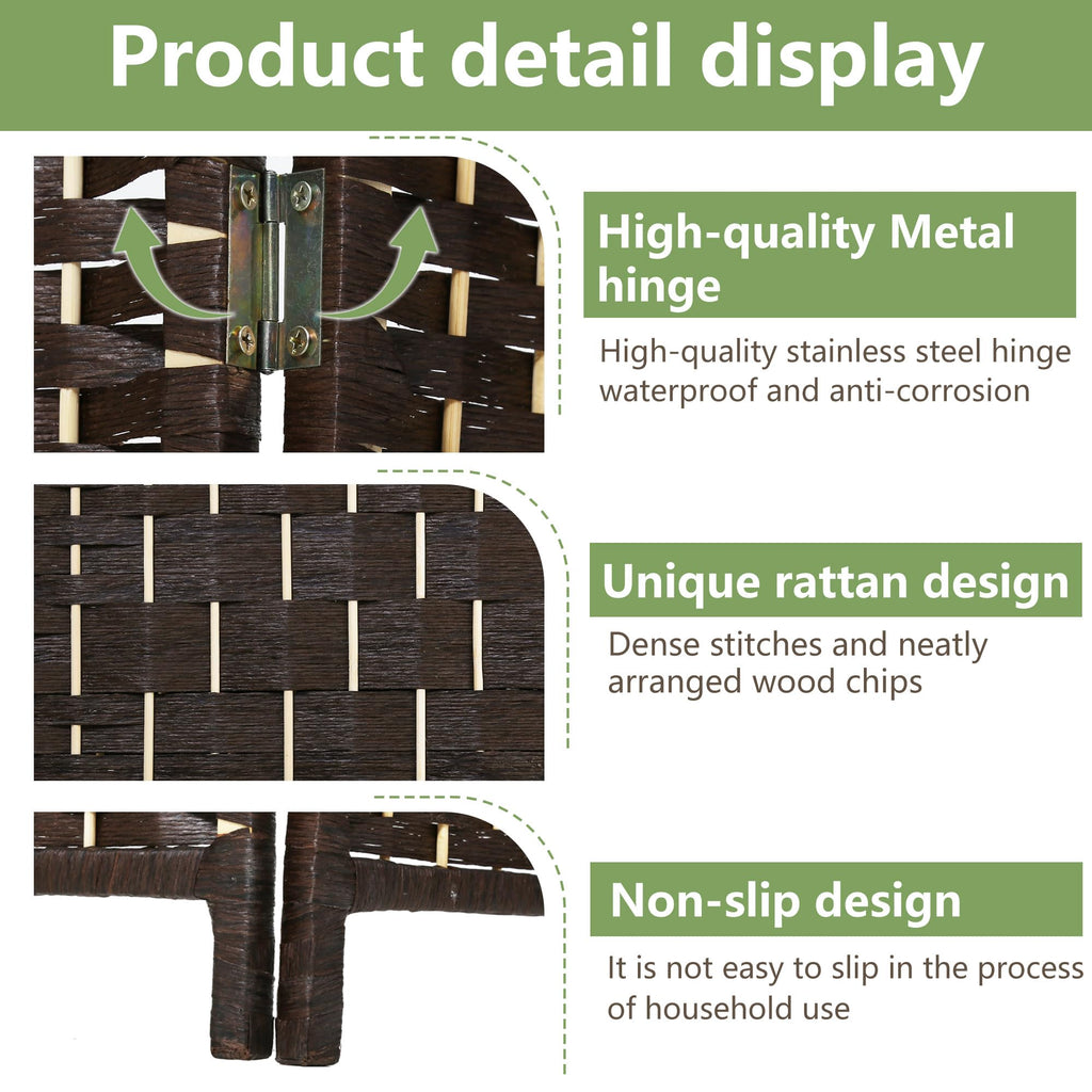 6 Panel Folding Room Divider with Shelves | 5.9ft, Dark Brown
