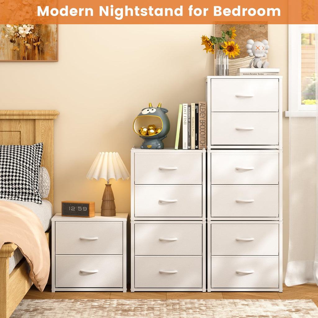 3-Pack Stackable Storage Drawers (6 Drawers Total), White Closet Organizer for Clothes, Stackable Drawer Dresser for