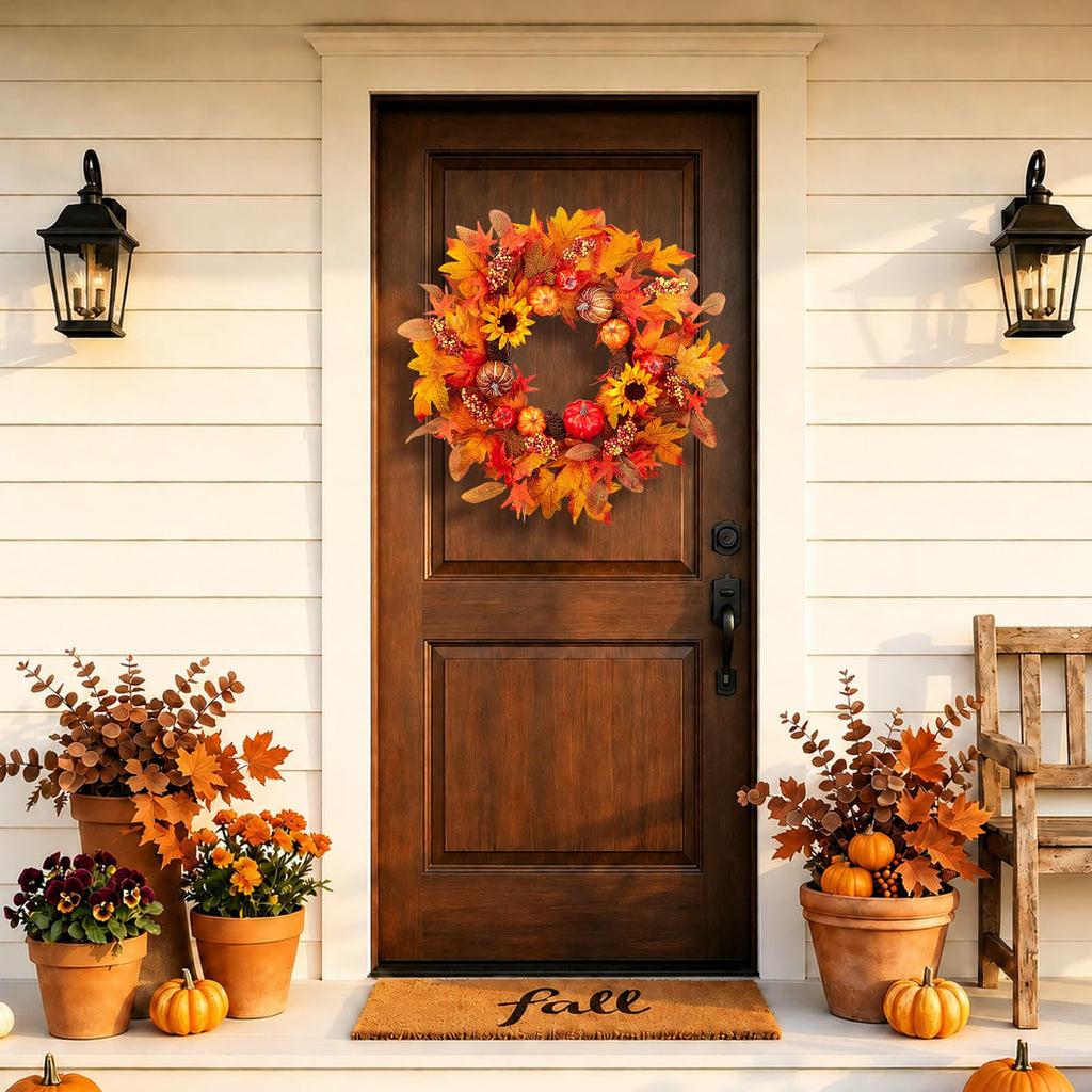 Fall Decorations, Fall Autumn Thanksgiving Wreaths for Front Door