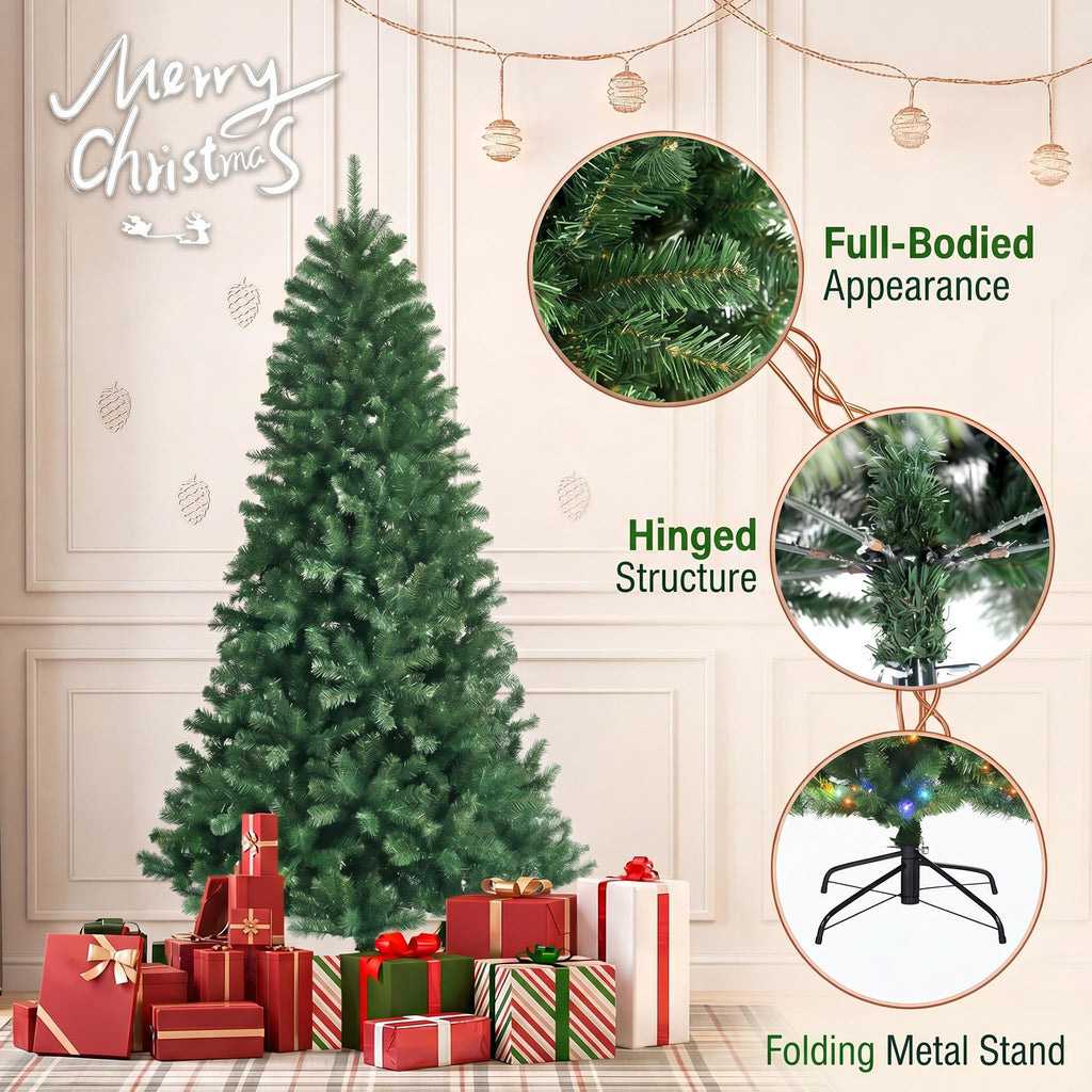 6 FT Pre-lit Artificial Christmas Tree with 9 Modes, Remote Control