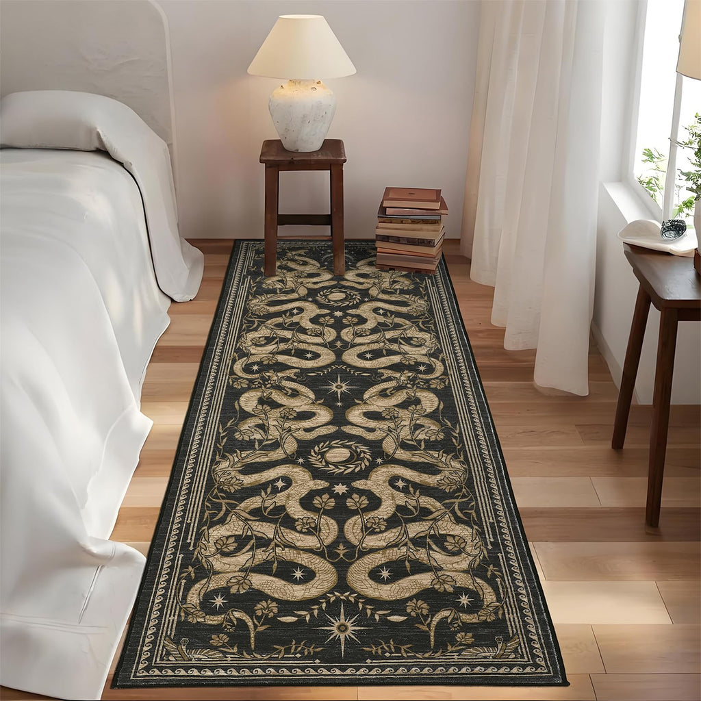 Snake Washable Runners s 2.5x8 Runner Rug Non Slip with Rubber Back Forest Soft Low-Pile Stain Resistant Thin Carpet