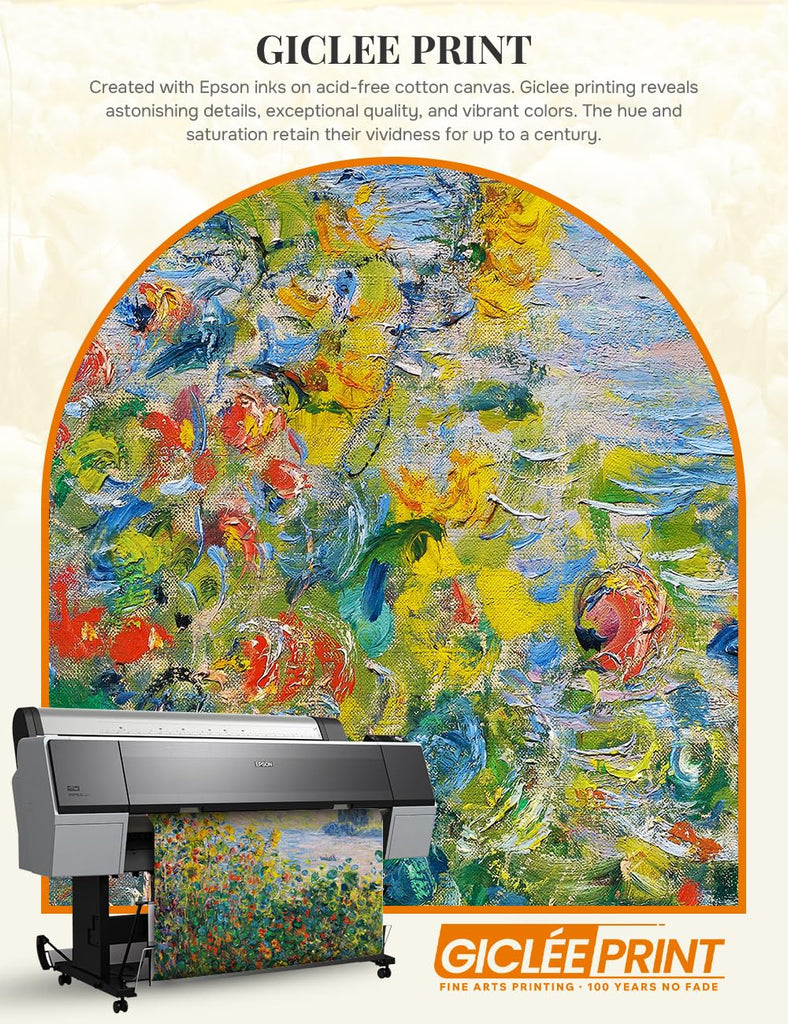 Claude Monet Wall Art Framed, Flower Beds at Vetheuil, 23x23