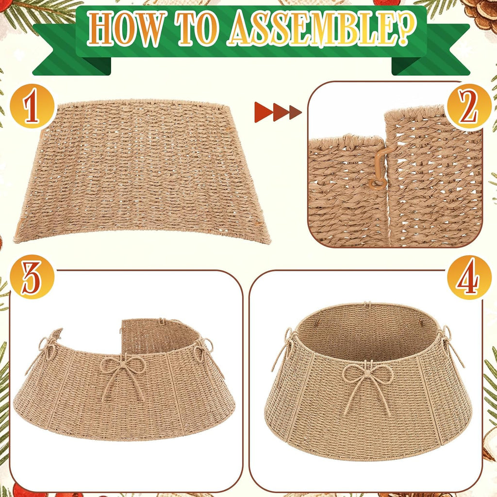 24 Inch Christmas Tree Collar Wicker Tree Skirt Stand Base