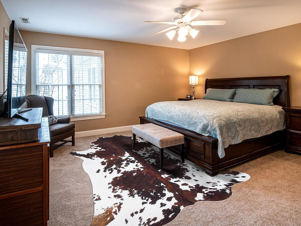 Cowhide Rug Cow Print Rug 10x8 Feet,Large Faux Cow Hide Rugs Bedroom Dining Room Home Office Brown Animal Print