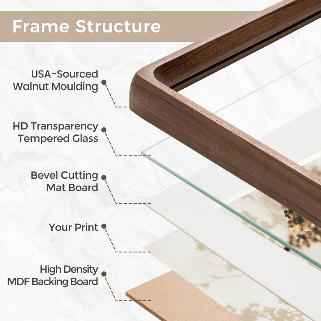 Picture Frame, USA-Sourced Hardwood Photo Frame, Walnut, 8x10