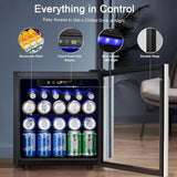 48 Can Beverage Refrigerator,12 Bottle Wine Cooler with Stainless Steel Glass Do