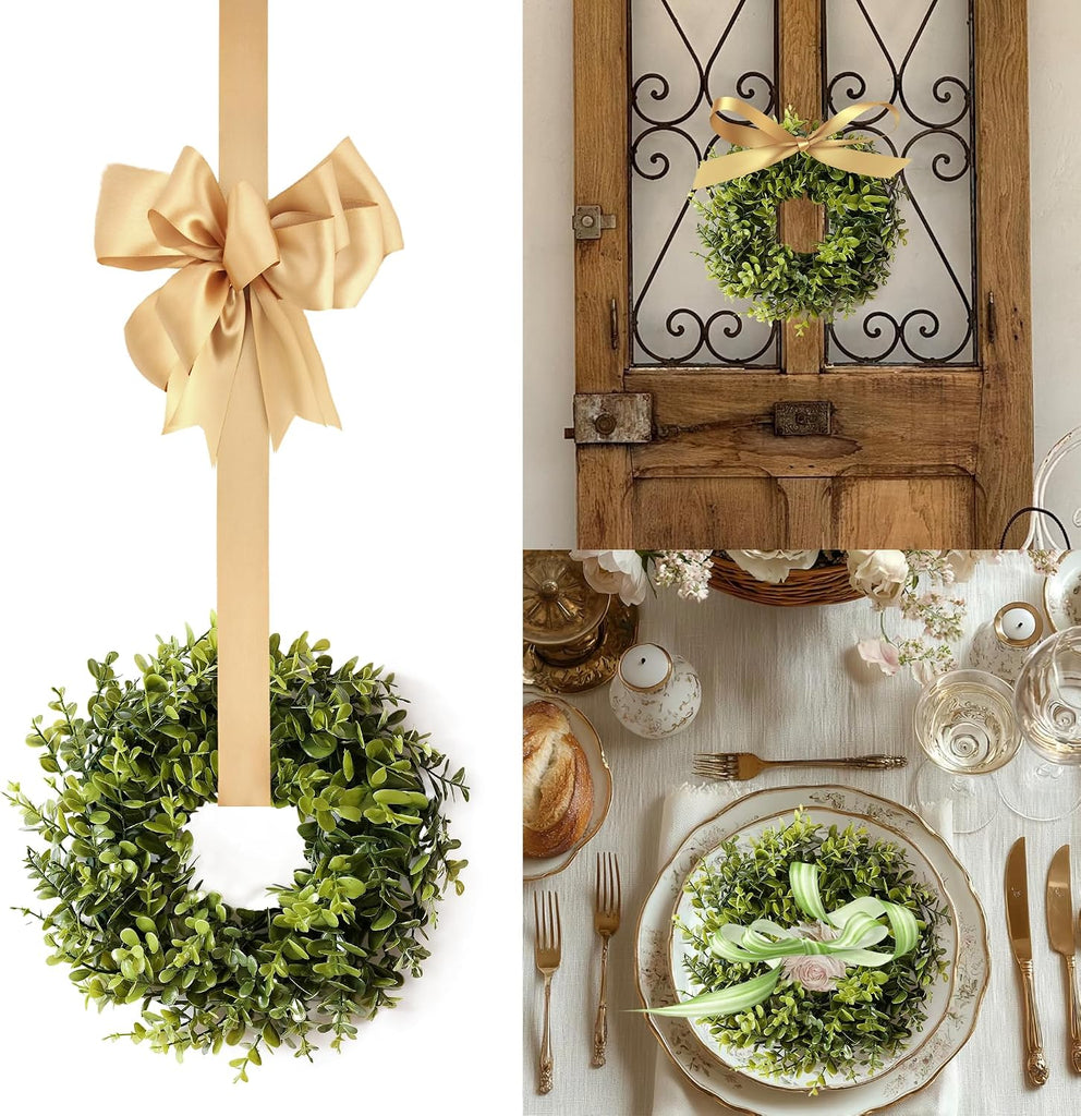 30in Artificial Boxwood Wreath for Front Door, All Season (Green, 10 in)