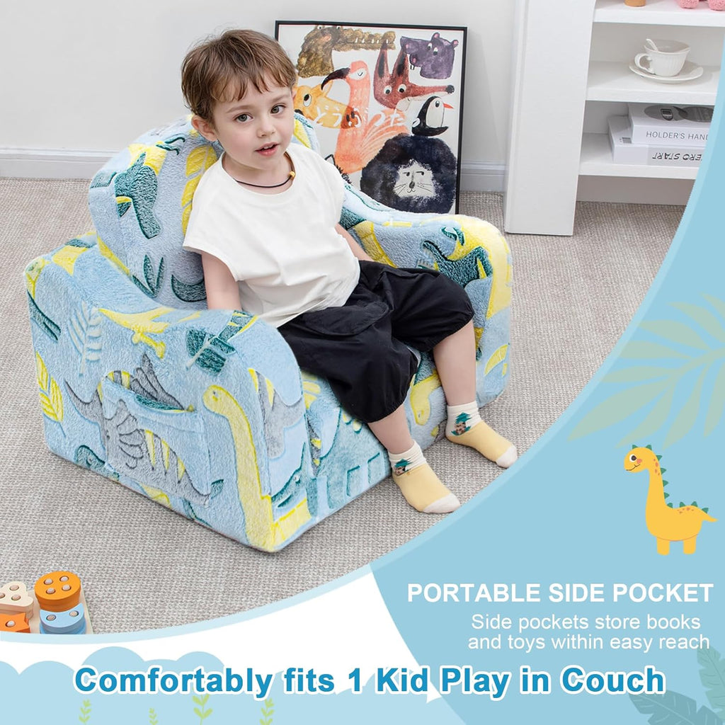 Comfy Kids Sofa Chair, in-1 Fold Out Couch with Blanket