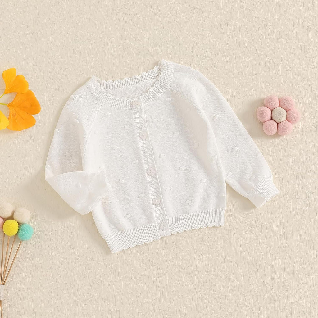 Baby Girl Cardigan Button Front Crop Sweater Long Sleeve Spring Fall Tops