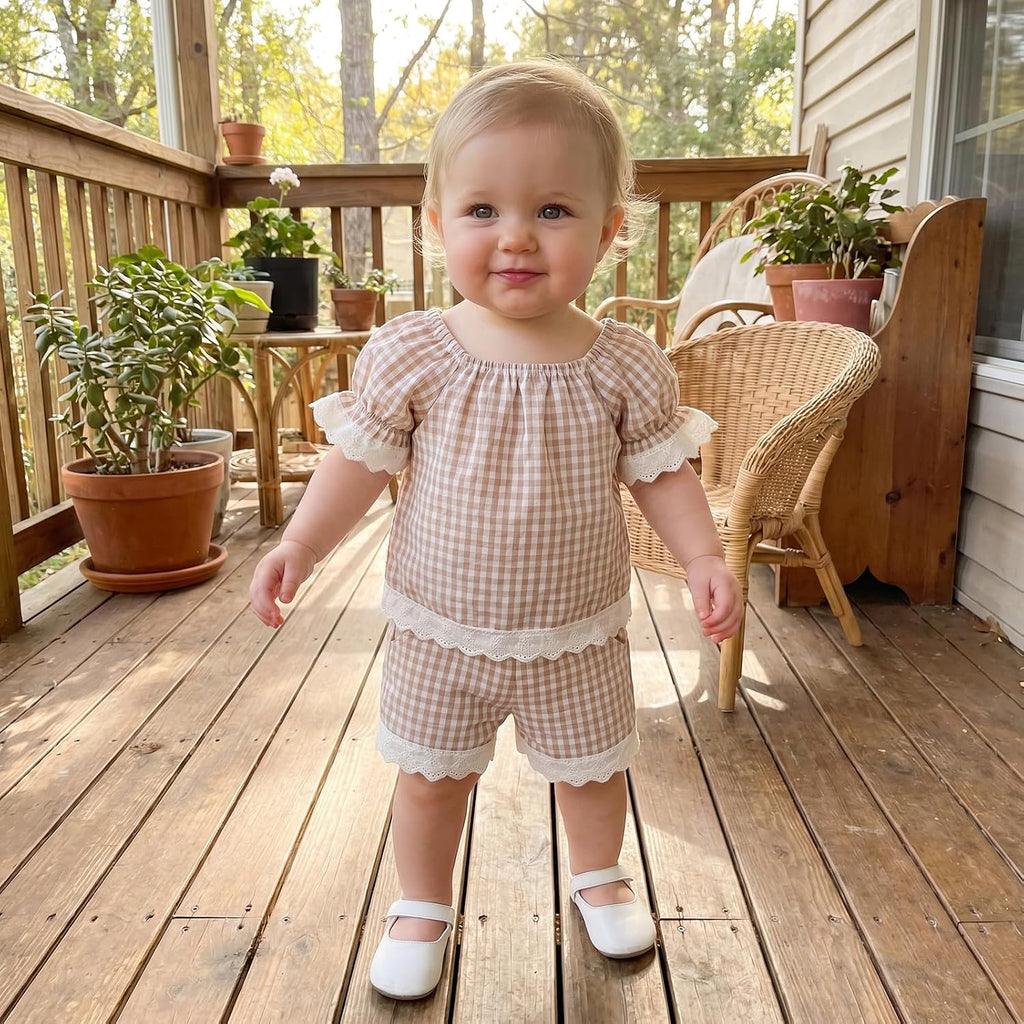 Toddler Baby Girl Clothes Summer Lace Shirts Shorts Set Outfits