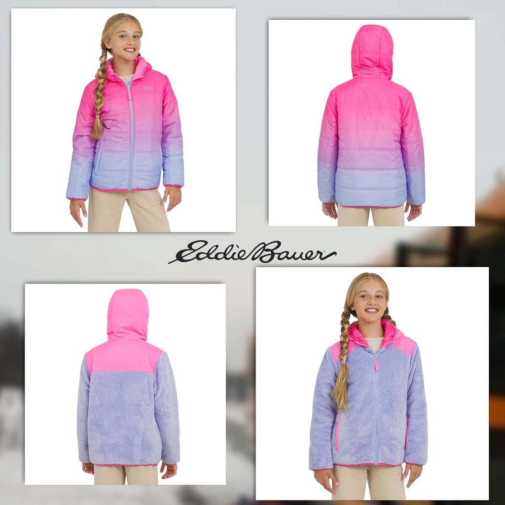 Girls' Deer Harbor Reversible Faux Fur Lined Insulated Puffer Jacket