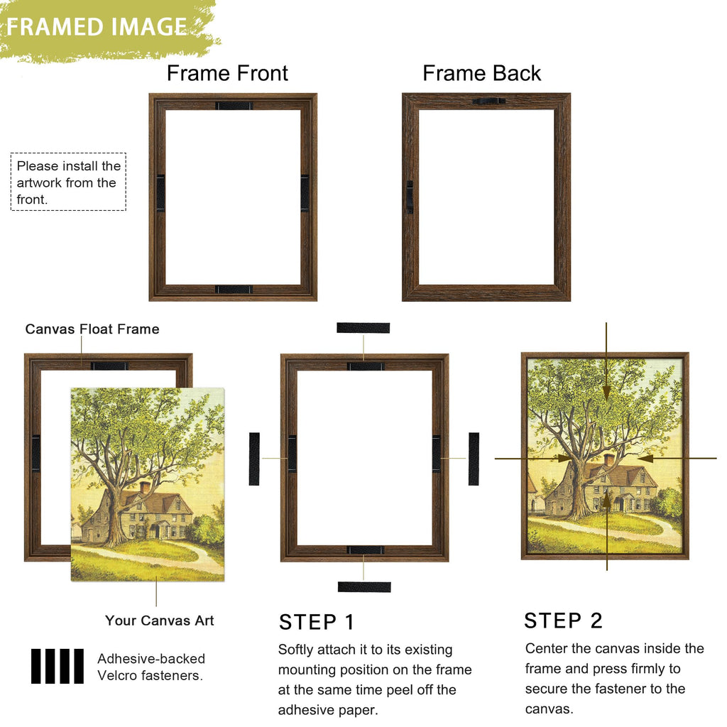 Canvas Floating 8x10 Frame with 0.9" Deep, Brown, With Adhesive