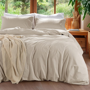 100% Linen Duvet Cover Set, Durable Comforter Cover
