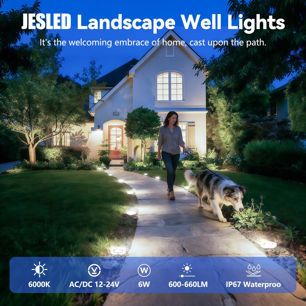 8 Pack Low Voltage Landscape Lights, 6000K LED Well Lights