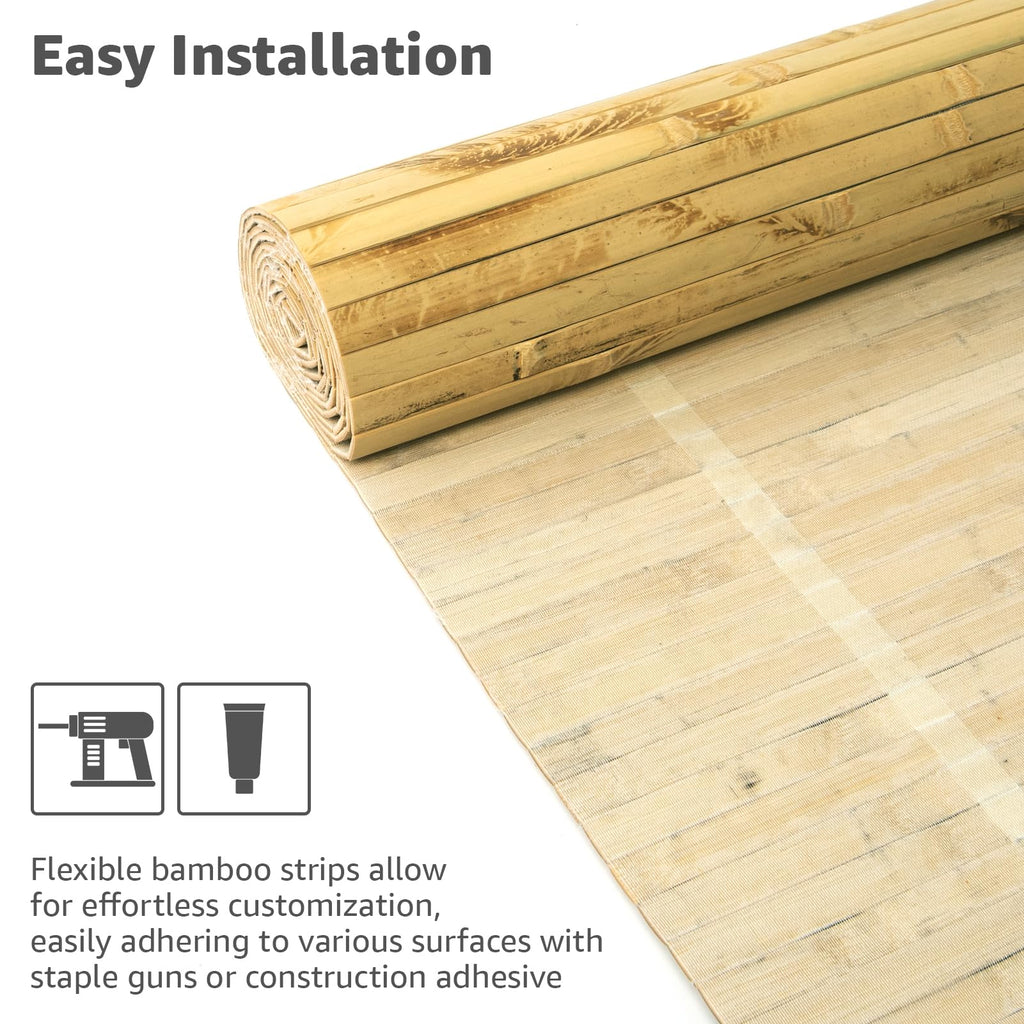 12 x 96 in Pole Wrap Natural Bamboo Wall Panel, 2-Pack, Light Burned