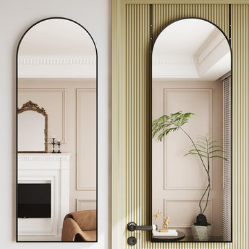 Arched Full Length Door Mirror 19"x51", High-Definition Shatterproof Glass with Protective Film, No-Drilling Hanging or