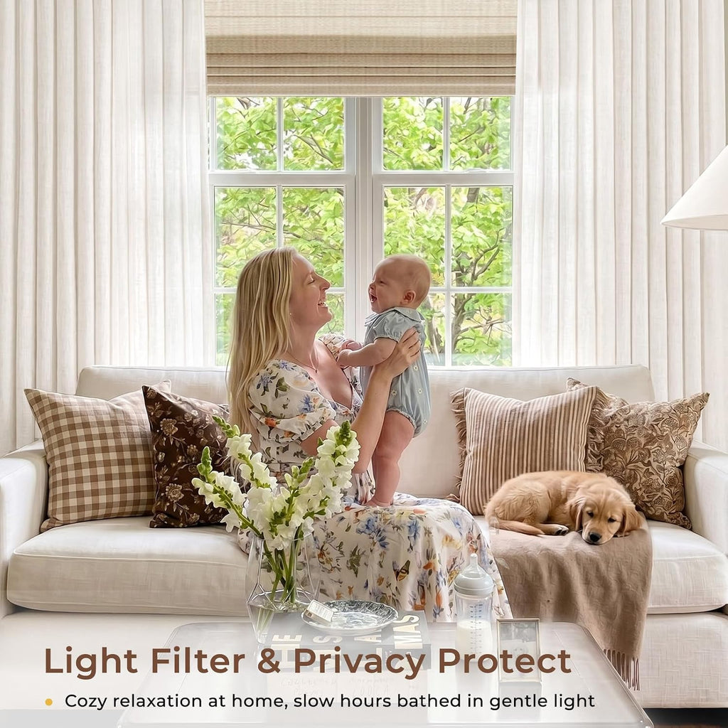 Memory Trained Pinch Pleated Curtains 90 Inches Long, Linen Curtains, 2 Panel Set Pinch Pleated Drapes with Hooks