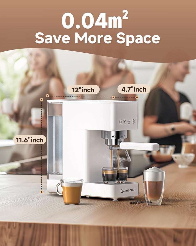 Compact Espresso Machine 20 Bar, Americano, Latte & Cappuccino | Easy One-Touch Brewing, 30s Heat-Up, Stable PID