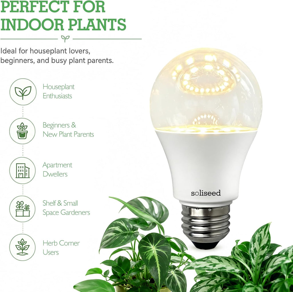 LED Grow Light Bulbs, Full Spectrum Plant Light Bulb, 9W E26, 120V