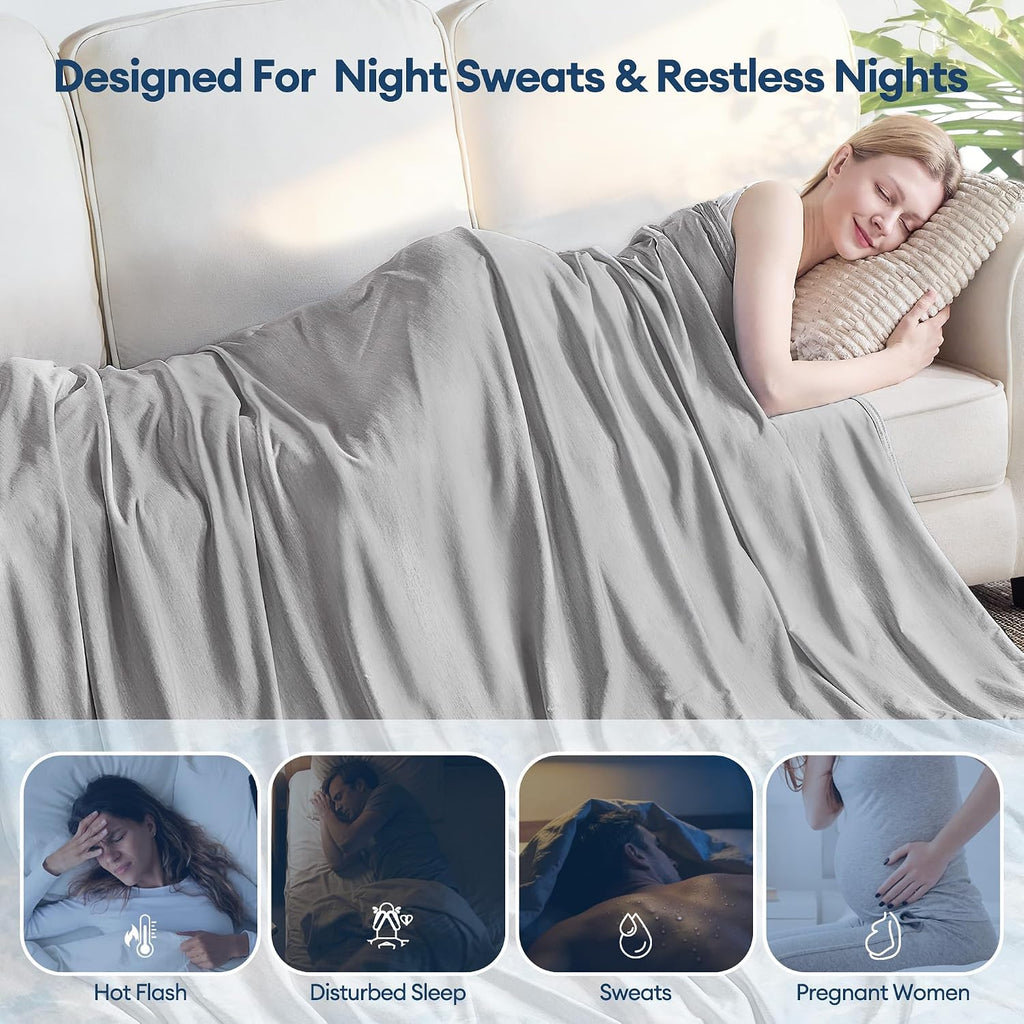 Cooling Blanket for Hot Sleepers King Size 108''×90'', Summer Blanket Thin Lightweight Breathable, Absorbs Sweat Heat