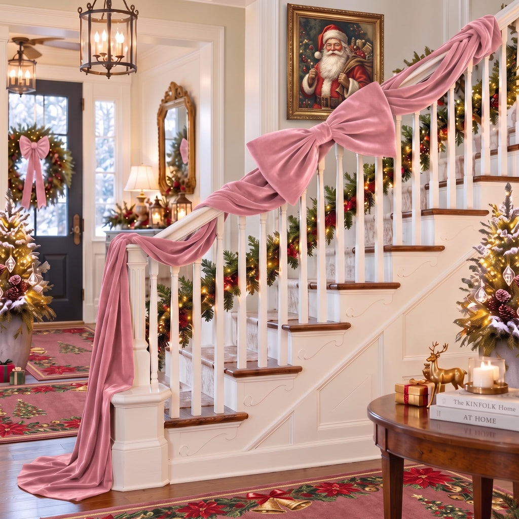 118 Inch Pink Extra Large Velvet Bow Christmas Tree Topper