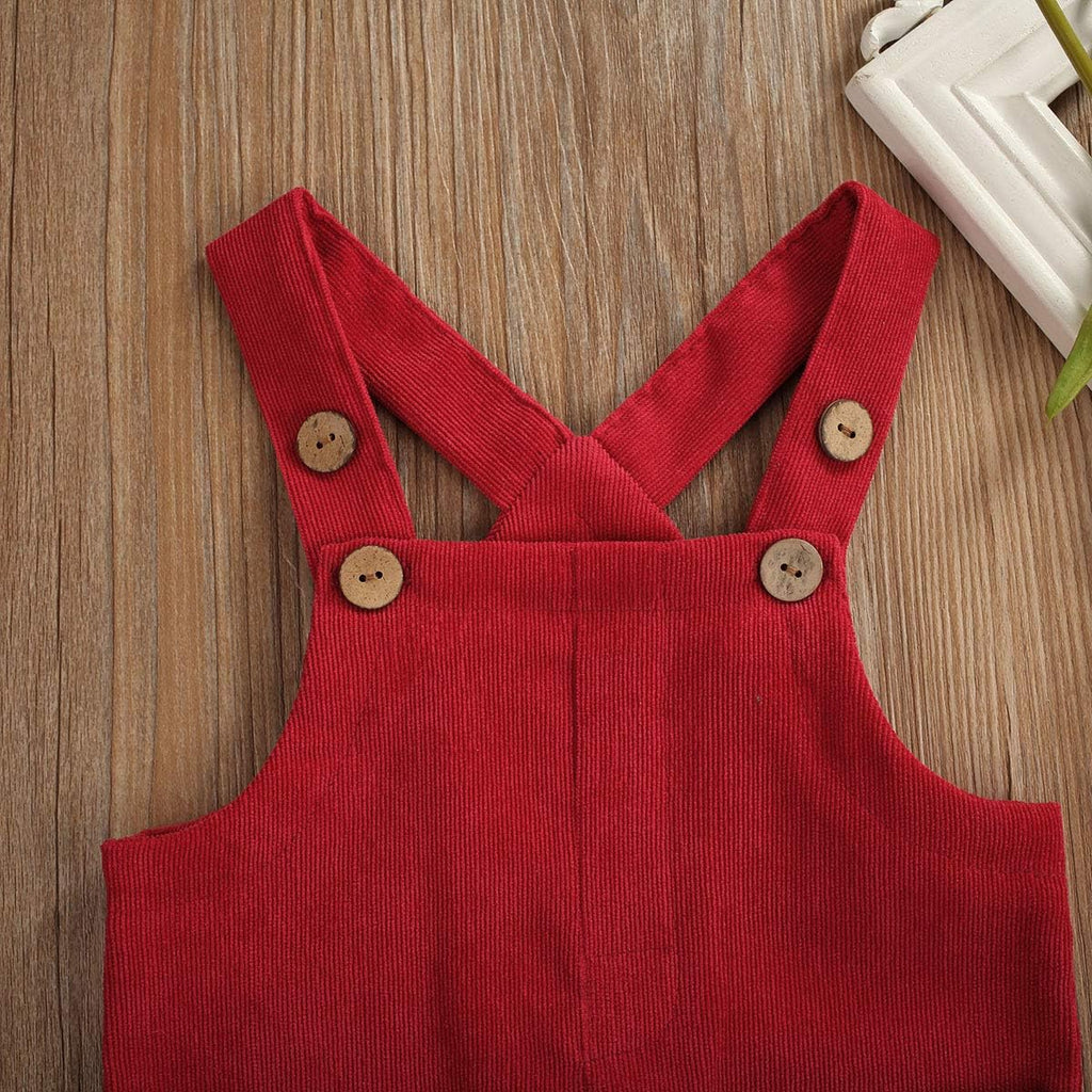 Toddler Baby Boy Girl Overalls Corduroy Suspender Pants Outfits Solid One Piece Romper Jumpsuits Kids Clothes