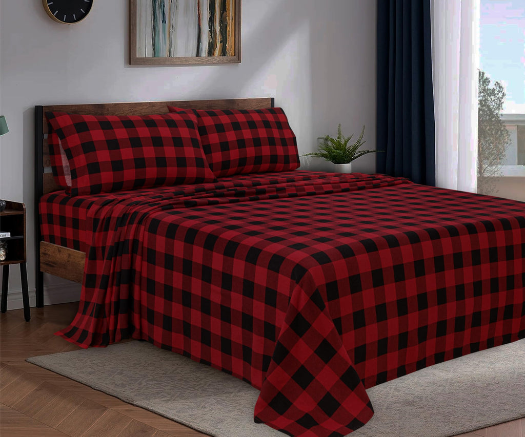 4 Piece 100% Cotton Flannel Sheets Queen Size Bed Set - Warm & Extra Soft - Deep Pockets, Breathable, All Seasons