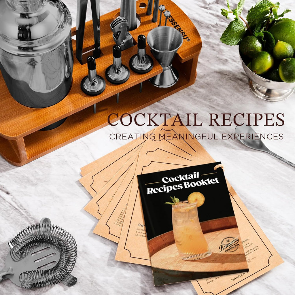 Cocktail Shaker Set Bartender Kit with Stand | Bar Set Drink Mixer Set with All Essential Bar Accessory Tools: - Set of 15