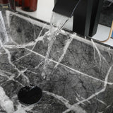 Black Marble Bathroom Vessel Sink With Faucet and Drain 19x15 Inch Rectangular Ceramic Sink Marbling Basin Bowls Above