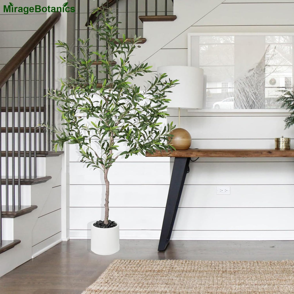 Artificial Olive Trees Indoor,Faux Olive Tree with White Planter Pot,Artificial Plants Lifelike Fruits MeetingRoom