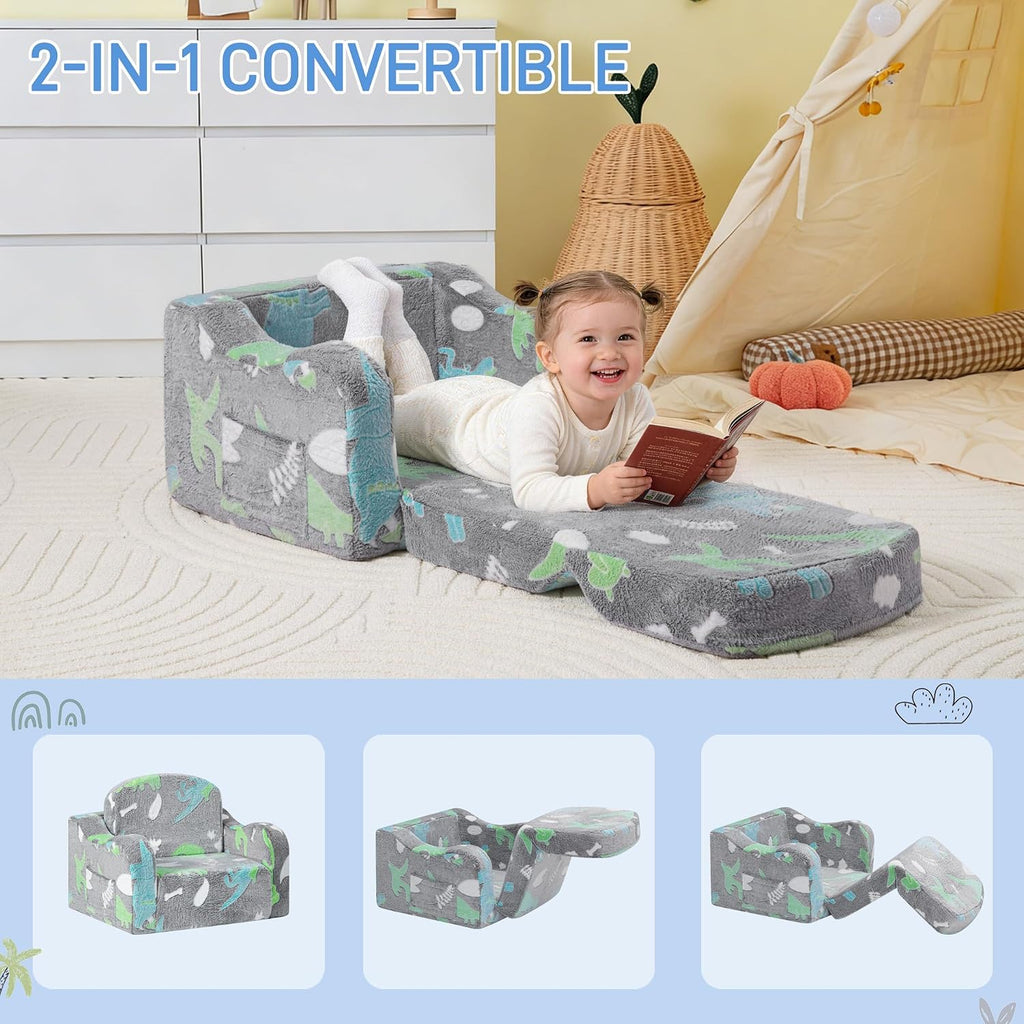 Thick Comfy Kids Chair and Couch,Foldable Plush Sofa with Pocket