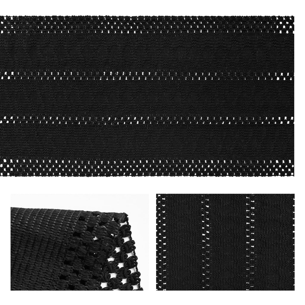 Black Woven Farmhouse Hollow Table Runner 12x120 Inch