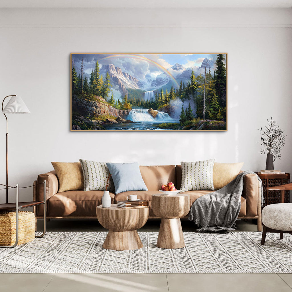 Waterfall Wall Art - Natural Picture Artwork for Walls Lake Landscape Zen Canvas Large Wall Art Bedroom Office Home