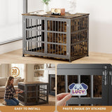 42" Furniture Style Large Dog Crate with Wheels, Metal Chew-Resistant Dog Kennel Indoor for Large & Medium Dogs