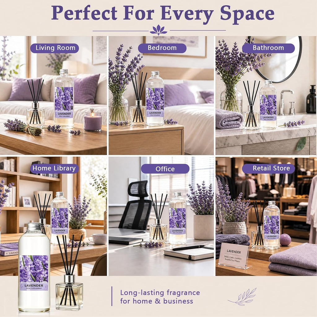 Lavender Diffuser Reed Diffuser Refill Oil, 33.81 Fl Oz - Set of 2