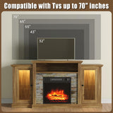 Fireplace TV Stand for 65 Inch TV, Entertainment Center with 18 inch Electric Fireplace & LED Lights,Mordern Media