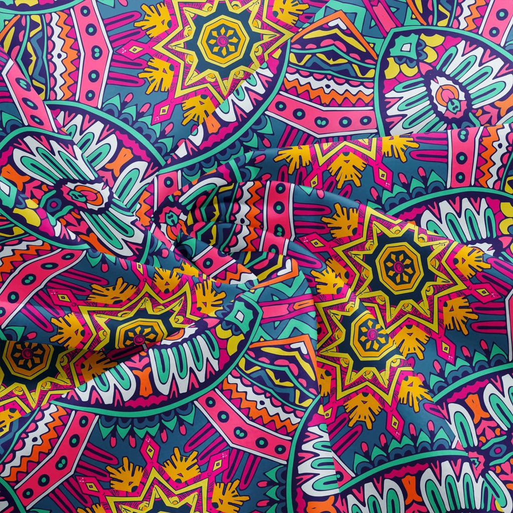 Irregular Geometric Patterns Outdoor Fabric by The Yard, Watercolor Stripes Graffiti Craft DIY Projects, Exotic Lotus
